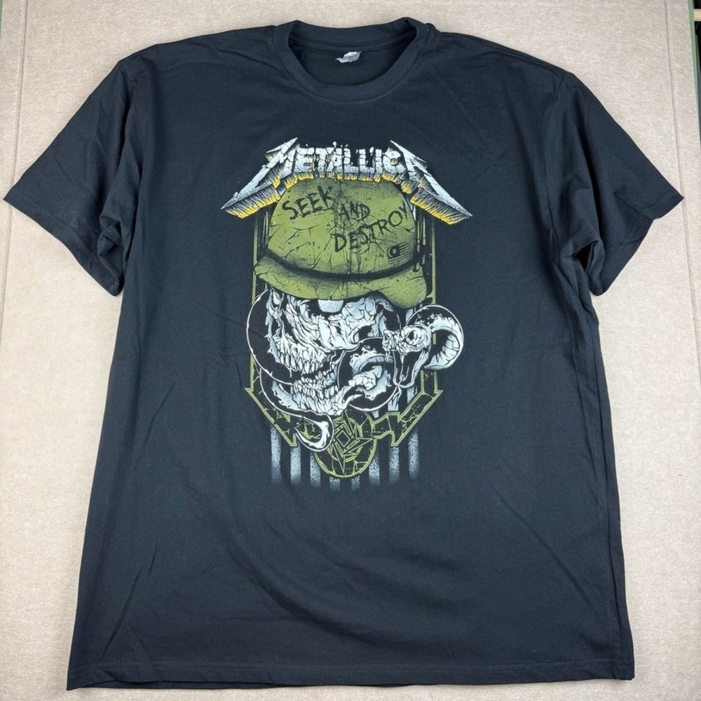 Metallica Seek And Destroy‎ Shirt Mens XL Black Skull Graphic Rock Band Tee